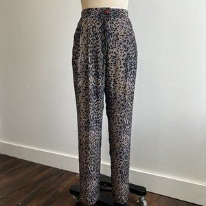 Vintage Floral Animal Print pants Platinum by Dorothy Schoelen